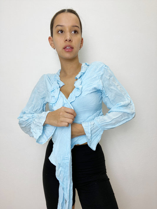 Baby Blue Wrap Top
